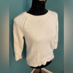 Cynthia Rowley White Cream Fitted Angora Blend Sweater Size M